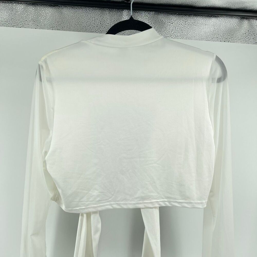 SHEIN Curve White Cut Out Tie Front Top Ruffle Flare Pants Set Size 1XL - Picture 9 of 16